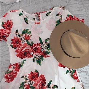 White Dress Red Florals